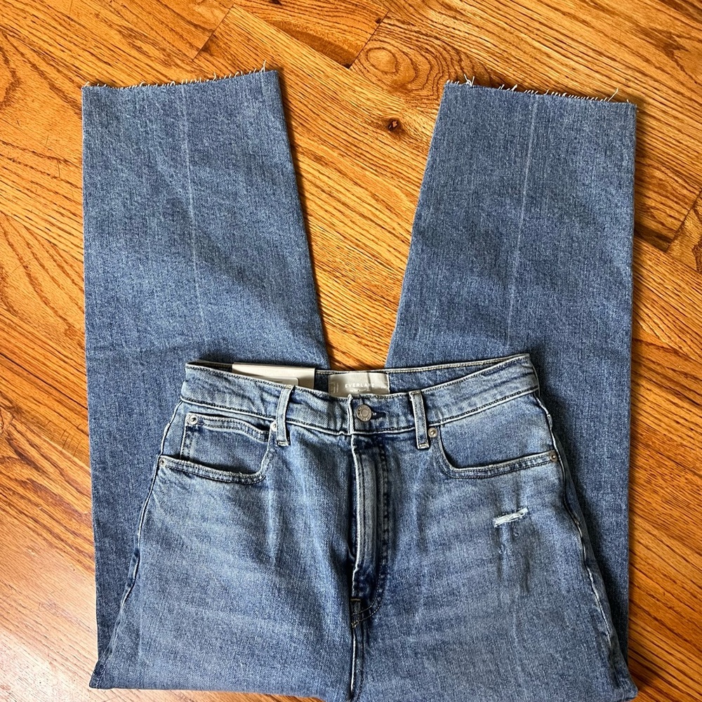 Everlane The Way High Women's Straight Leg Blue Jeans NWT - Picture 3 of 11